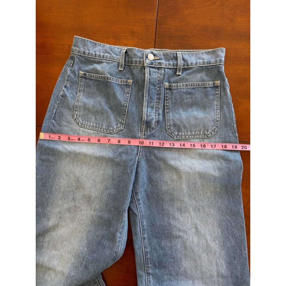 Veronica Beard Grant Wide Leg Extra High Rise Jeans Cape Wash 29 Patch Pocket LA - Picture 12 of 14